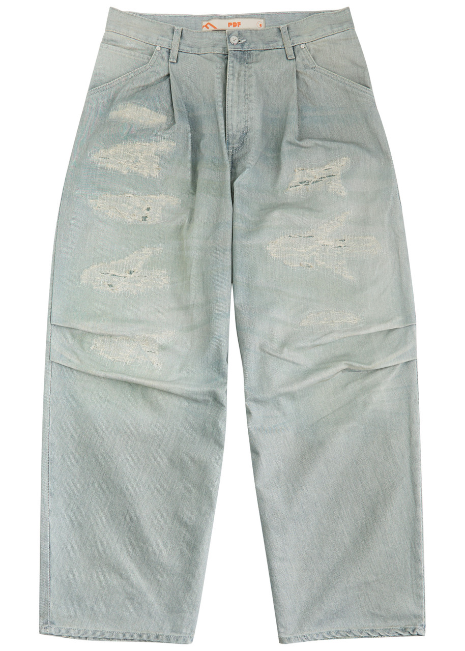 Pdf Channel Fat Angelo Distressed Wide-leg Jeans In Blue