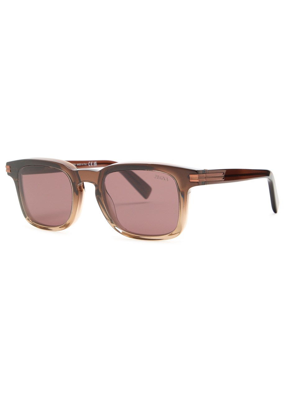 Zegna Square-frame Sunglasses - Brown Brown - One Size