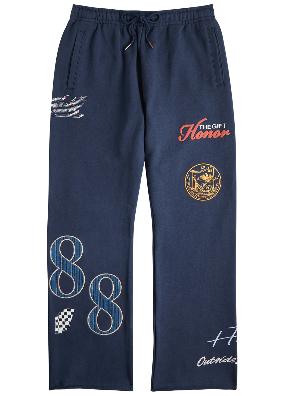 Honor The Gift 1988 Embroidered Cotton Sweatpants - Navy - L