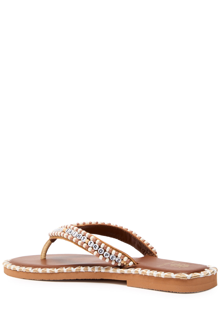 De Siena Resort Beaded Leather Flip Flops