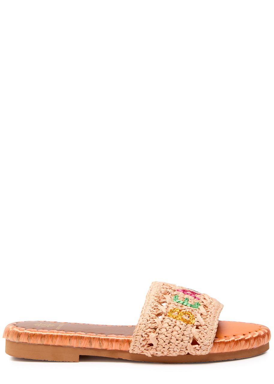 DE Siena Crochet-design Leather Sliders - Orange - 37 (IT37 / UK4)
