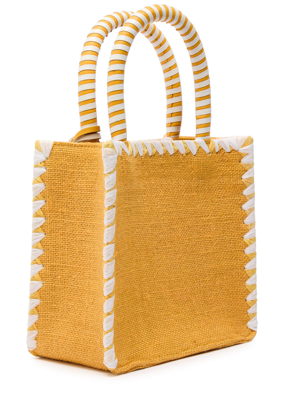 De Siena Bead-embellished Woven Top Handle Bag