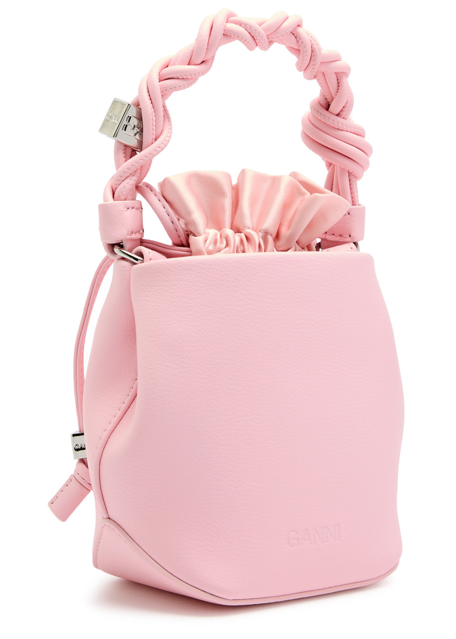 Ganni Bou Mini Grained Leather Bucket Bag