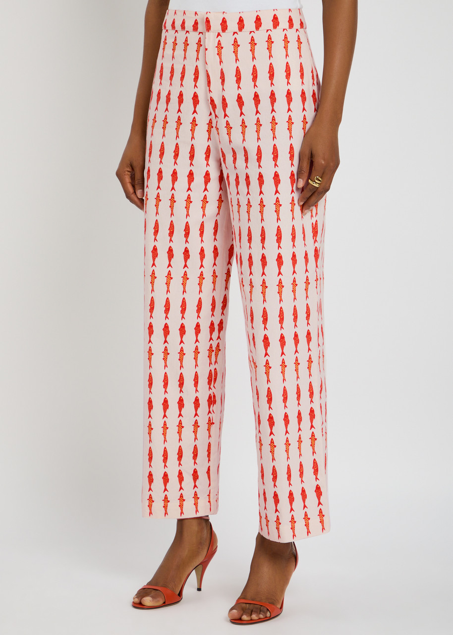 Never Fully Dressed Marina Marra Printed Cotton Trousers