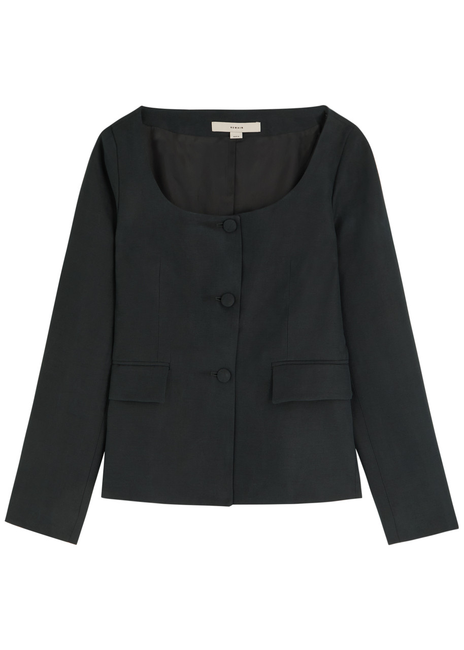 Remain Birger Christensen Remain By Birger Christensen Open Neck Fitted Woven Jacket