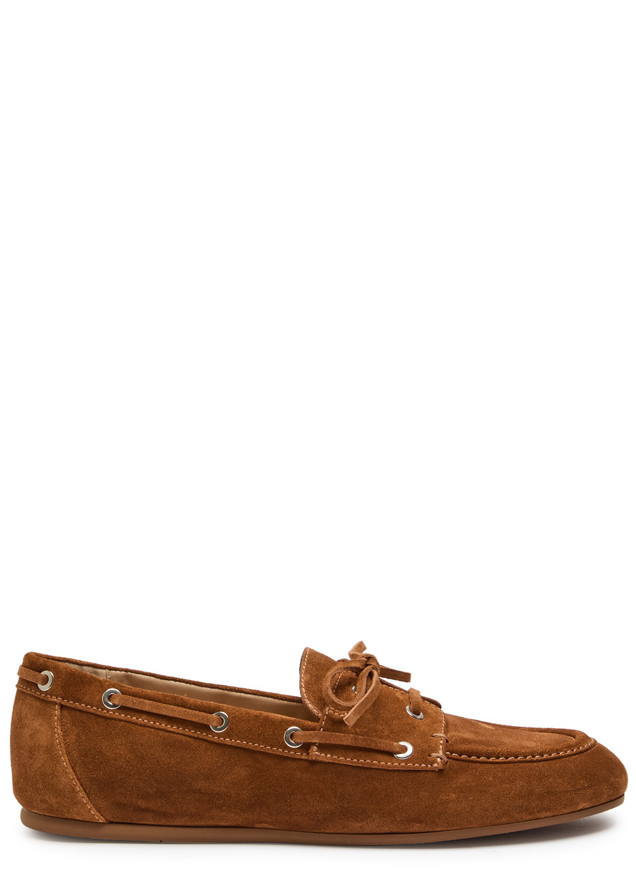 Stuart Weitzman Tinsley Moccasin Suede Loafers - Brown - 40 (IT40/ UK7)