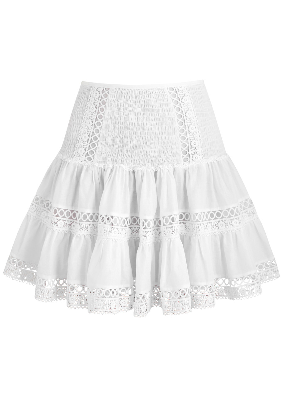 Charo Ruiz Ibiza Hortens Lace-embellished Cotton-blend Mini Skirt