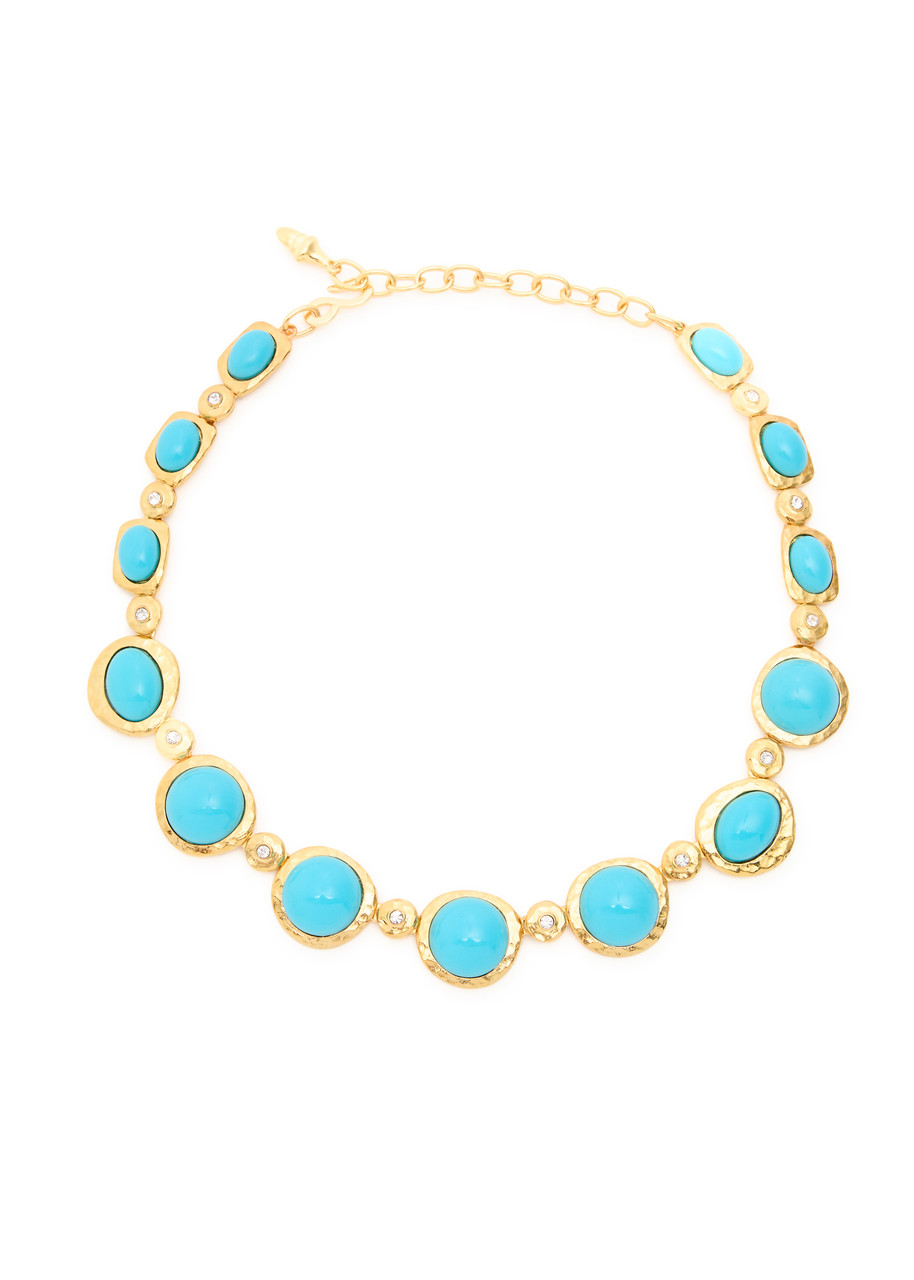 Kenneth Jay Lane Cabochon 22kt Gold-plated Necklace - Turquoise - One Size