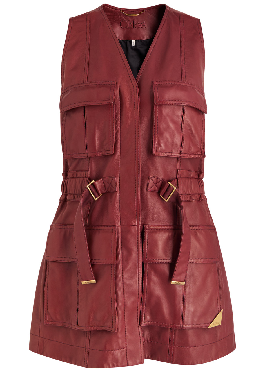 Chloé Oversized Plonge Leather Utility Vest