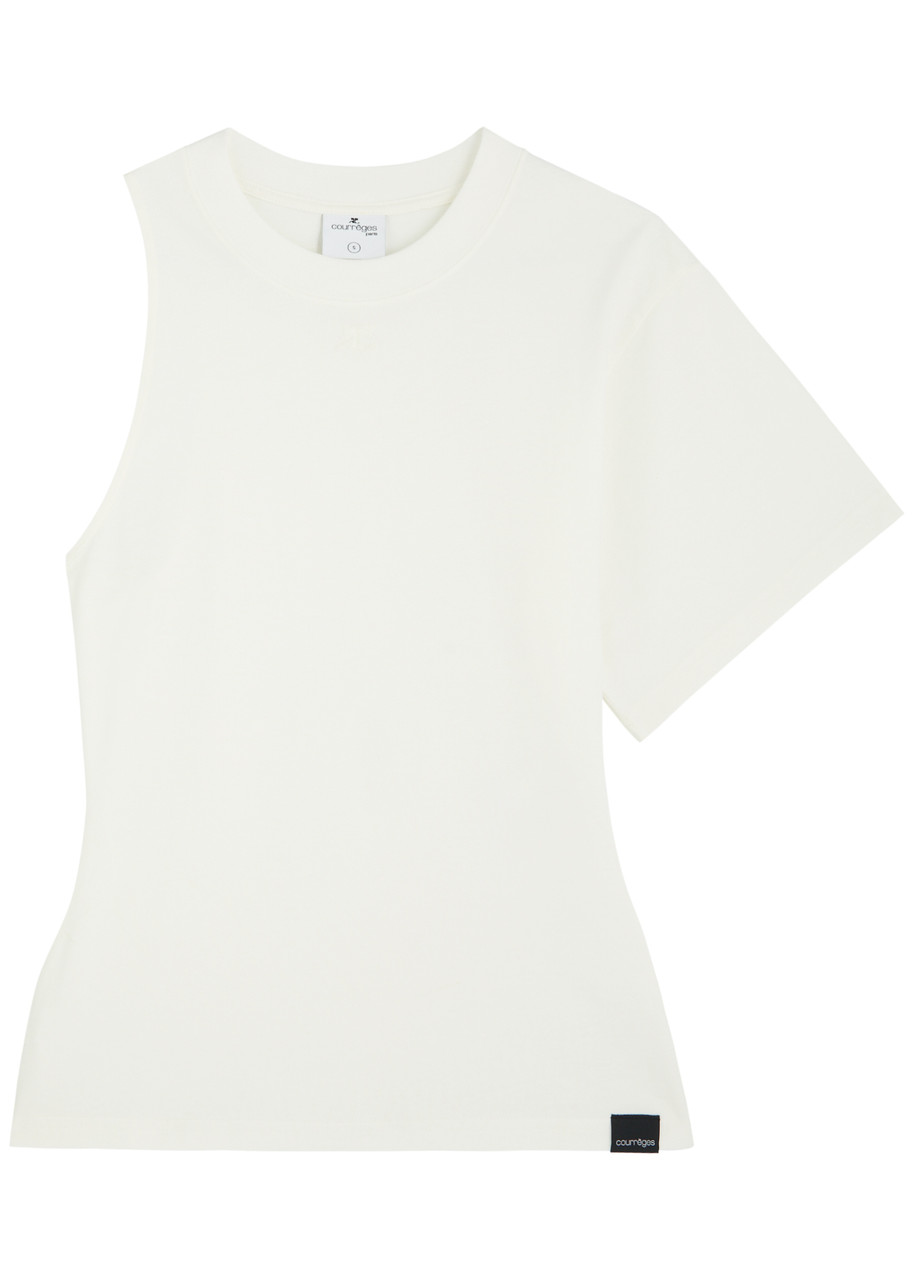 Courrèges Courregès Oneshoulder Tshirt In Scuba In White