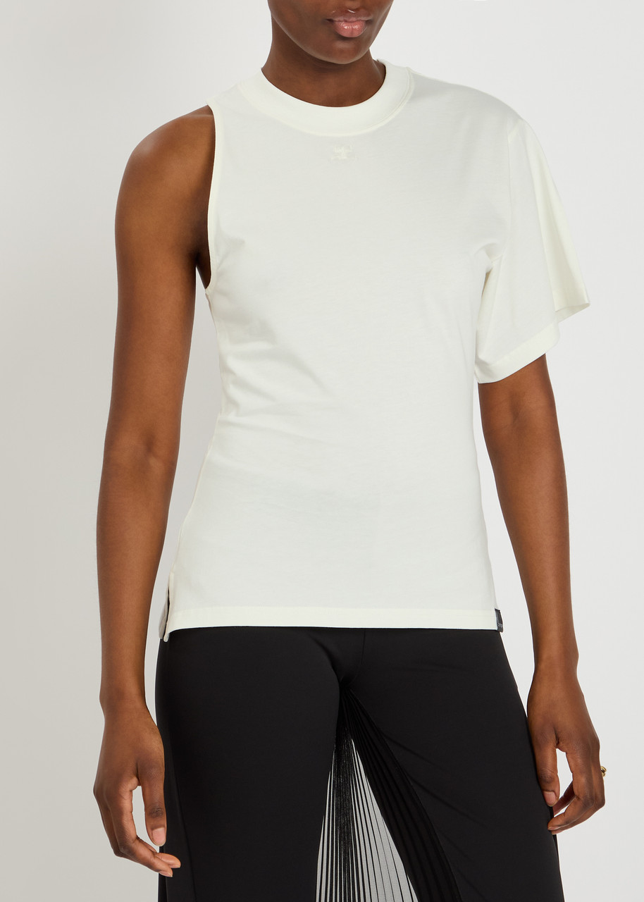 Courrèges Courregès Oneshoulder Tshirt In Scuba In White