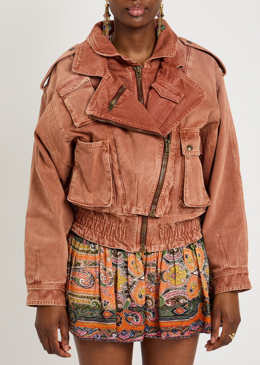  Isabel Marant Aneli Padded Denim Jacket - Orange - 38 (uk10 / S) 