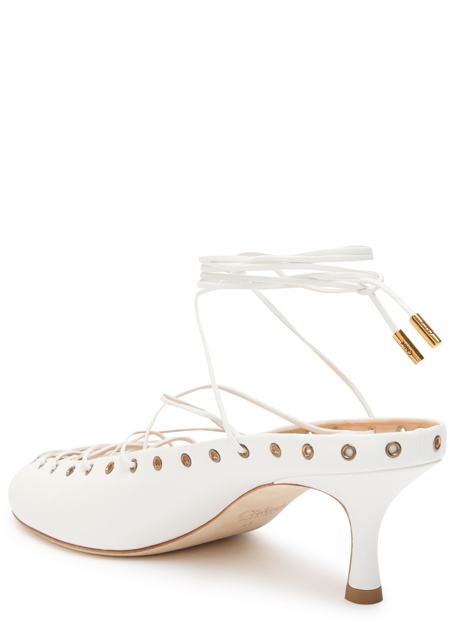 Chloé Chloe Ghilies Tie-up Leather Sandals In White