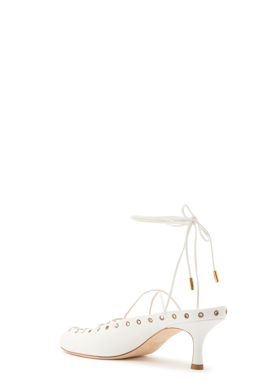 Chloe Ghilies 60 Tie-up Leather Sandals - White - 36 (IT36 / UK3)