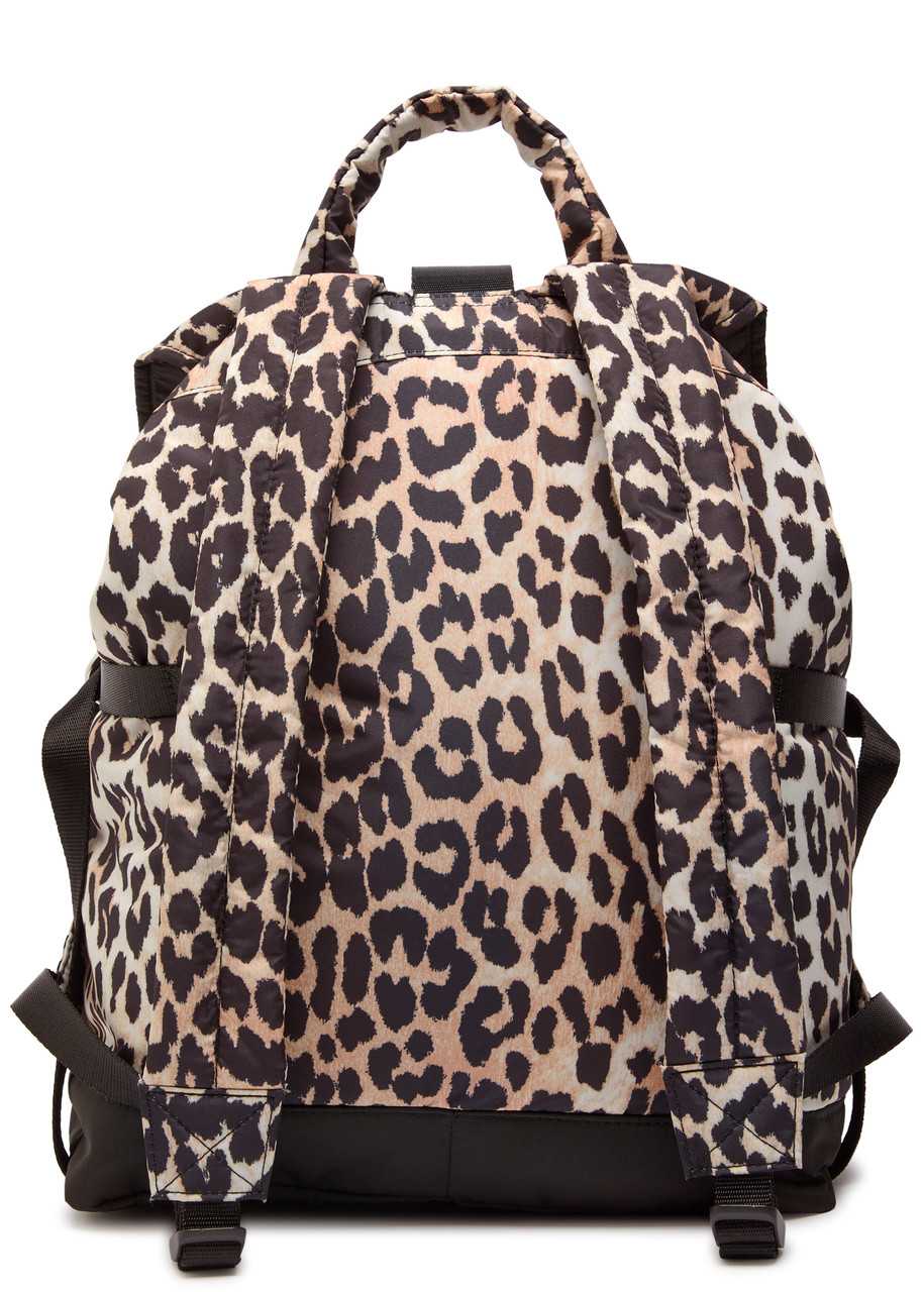  Ganni Leopard-print Nylon Backpack - One Size 