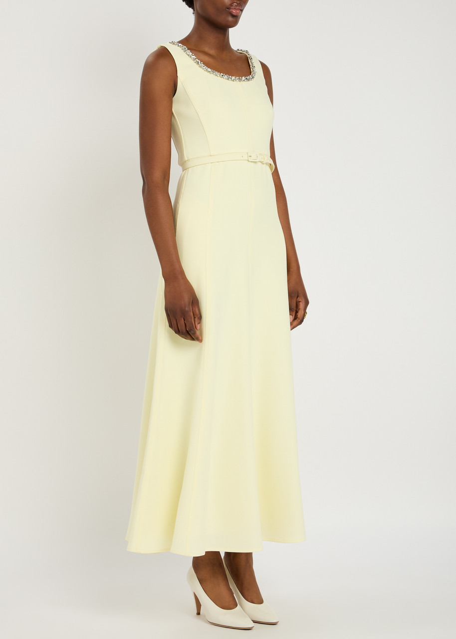 Roland Mouret Cady Crustal-embellished Crepe Maxi Dress