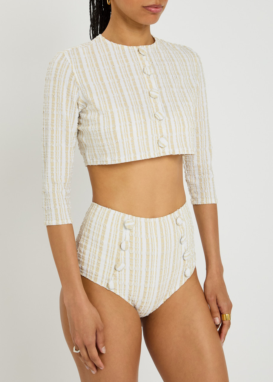 Lisa Marie Fernandez Striped Seersucker Cardigan