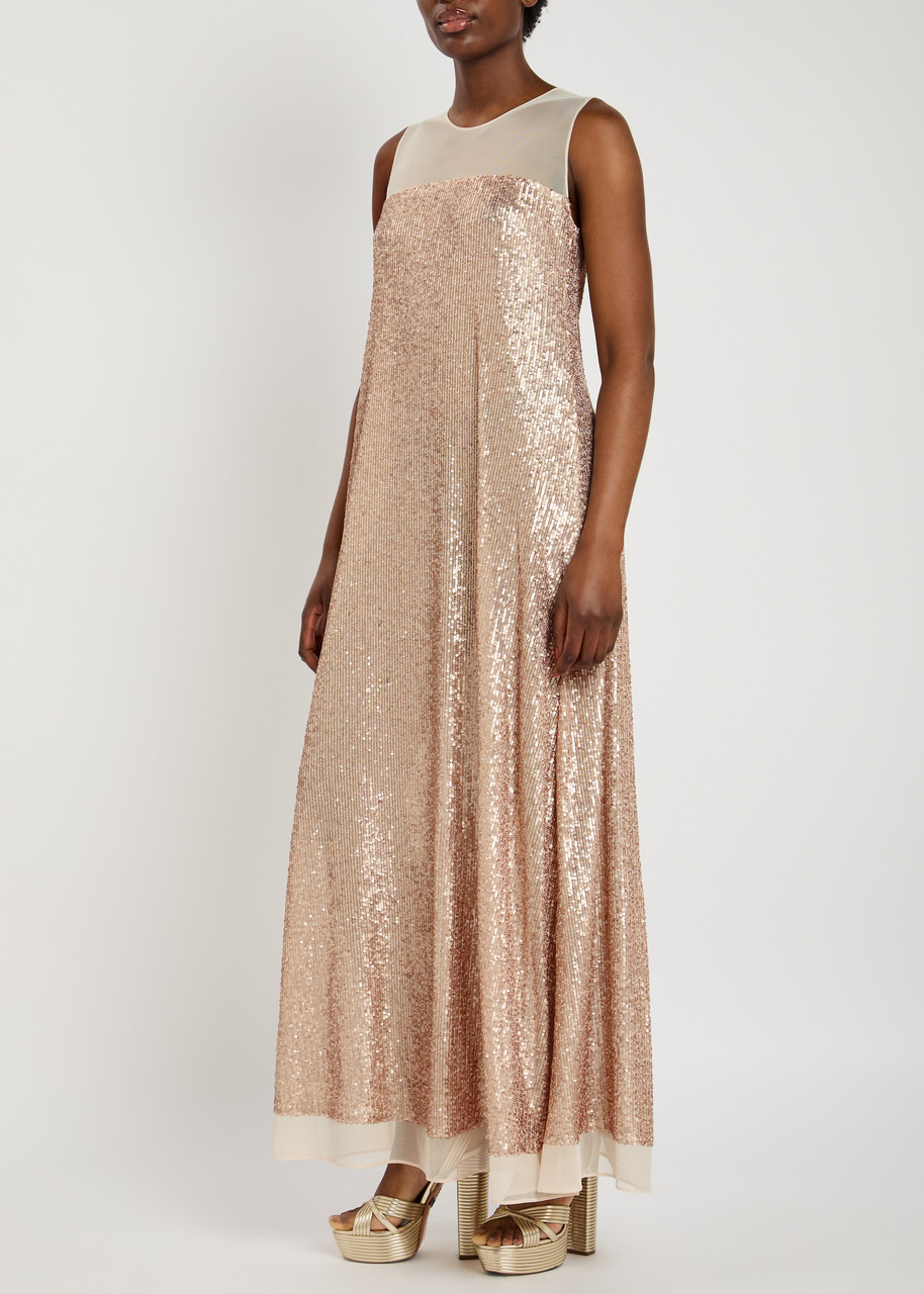 Norma Kamali Sequin-embellished Mesh Maxi Dress