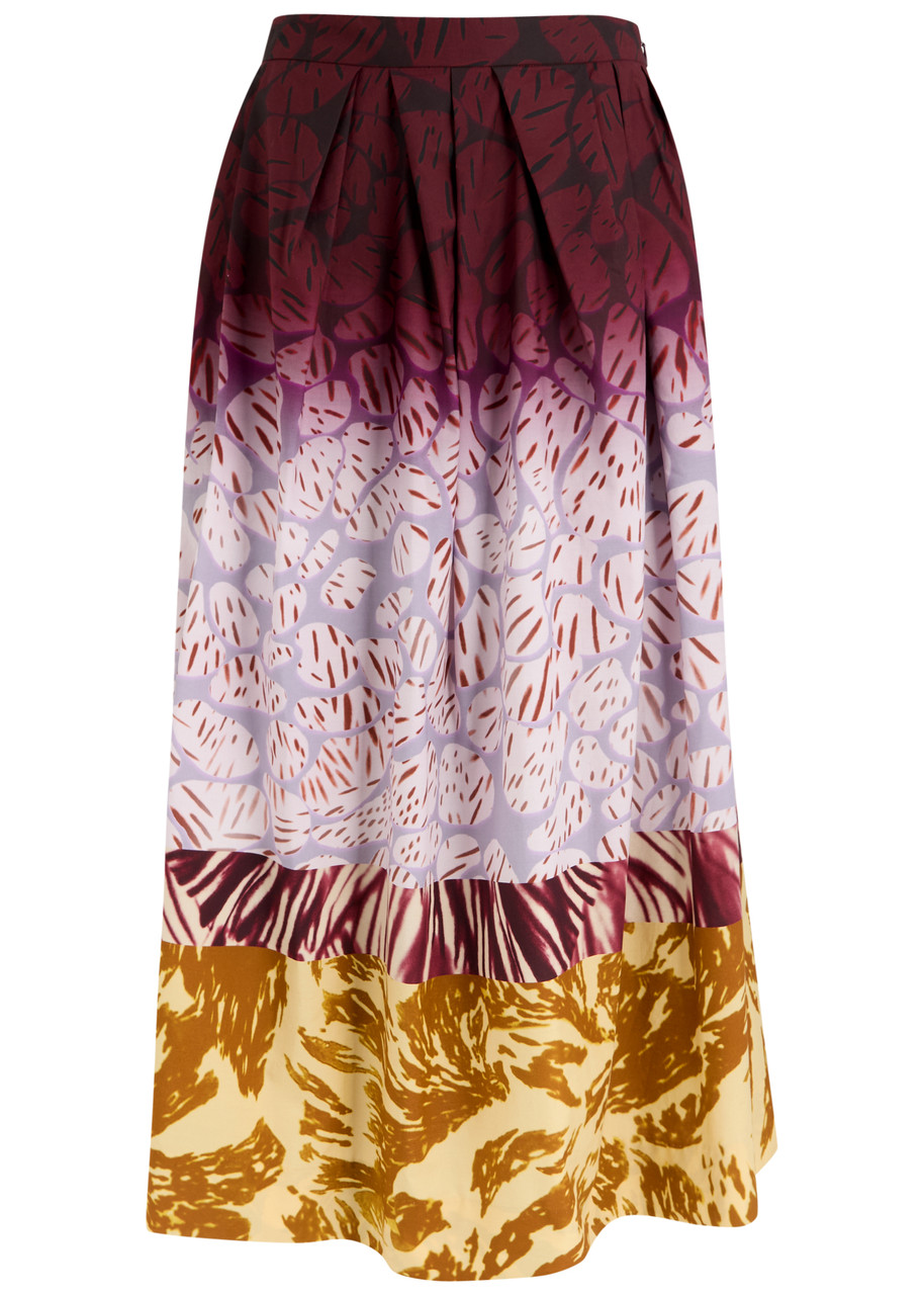 Dries Van Noten Soni Bis Printed Cotton-poplin Midi Skirt