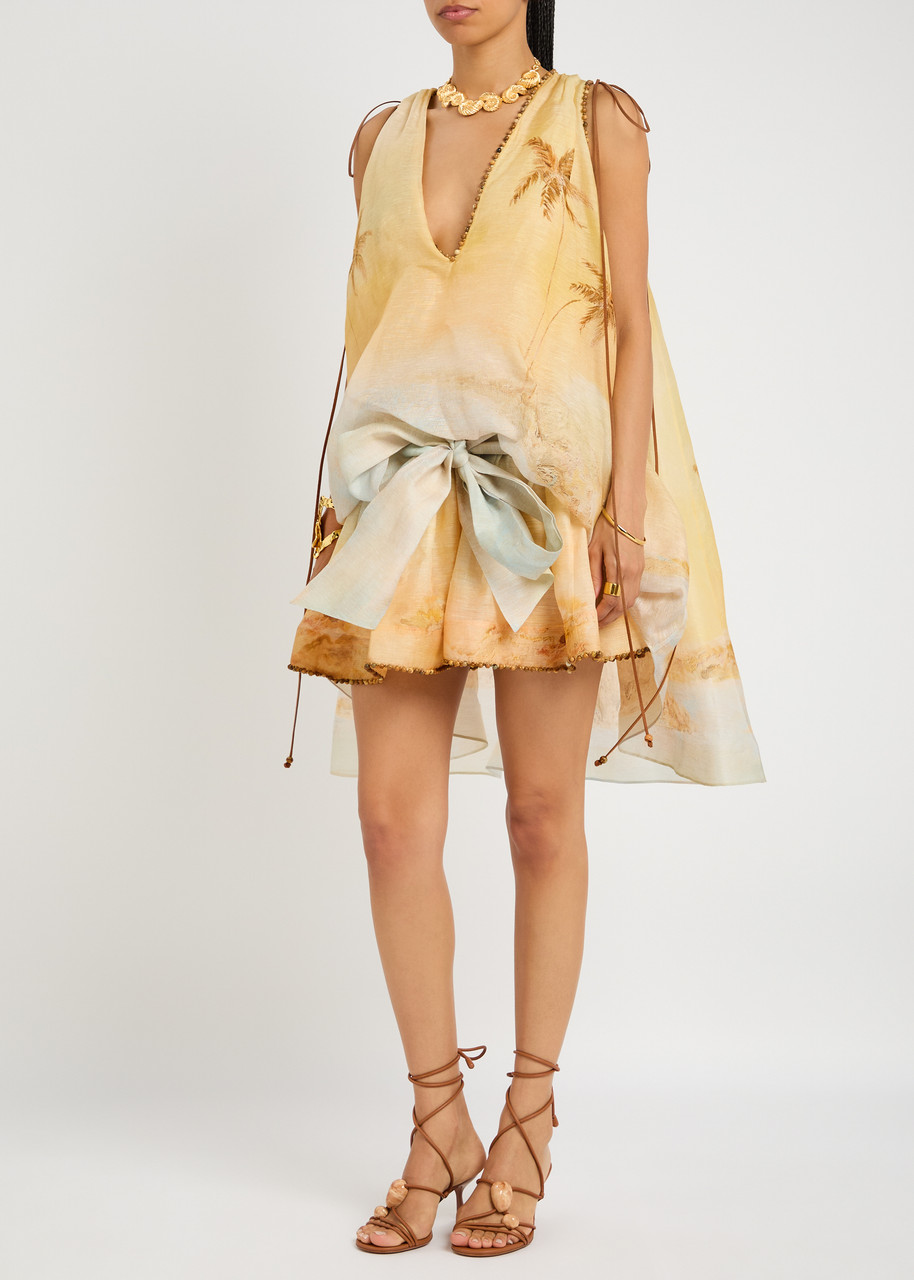  Zimmermann Balance Printed Linen-blend Mini Dress - Multicoloured 1 - 2 (uk 12 / M) 