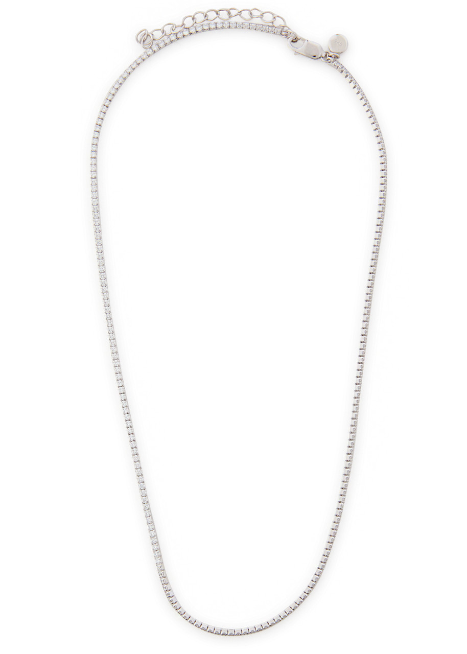Astrid & Miyu Tennis Crystal-embellished Sterling Silver Necklace