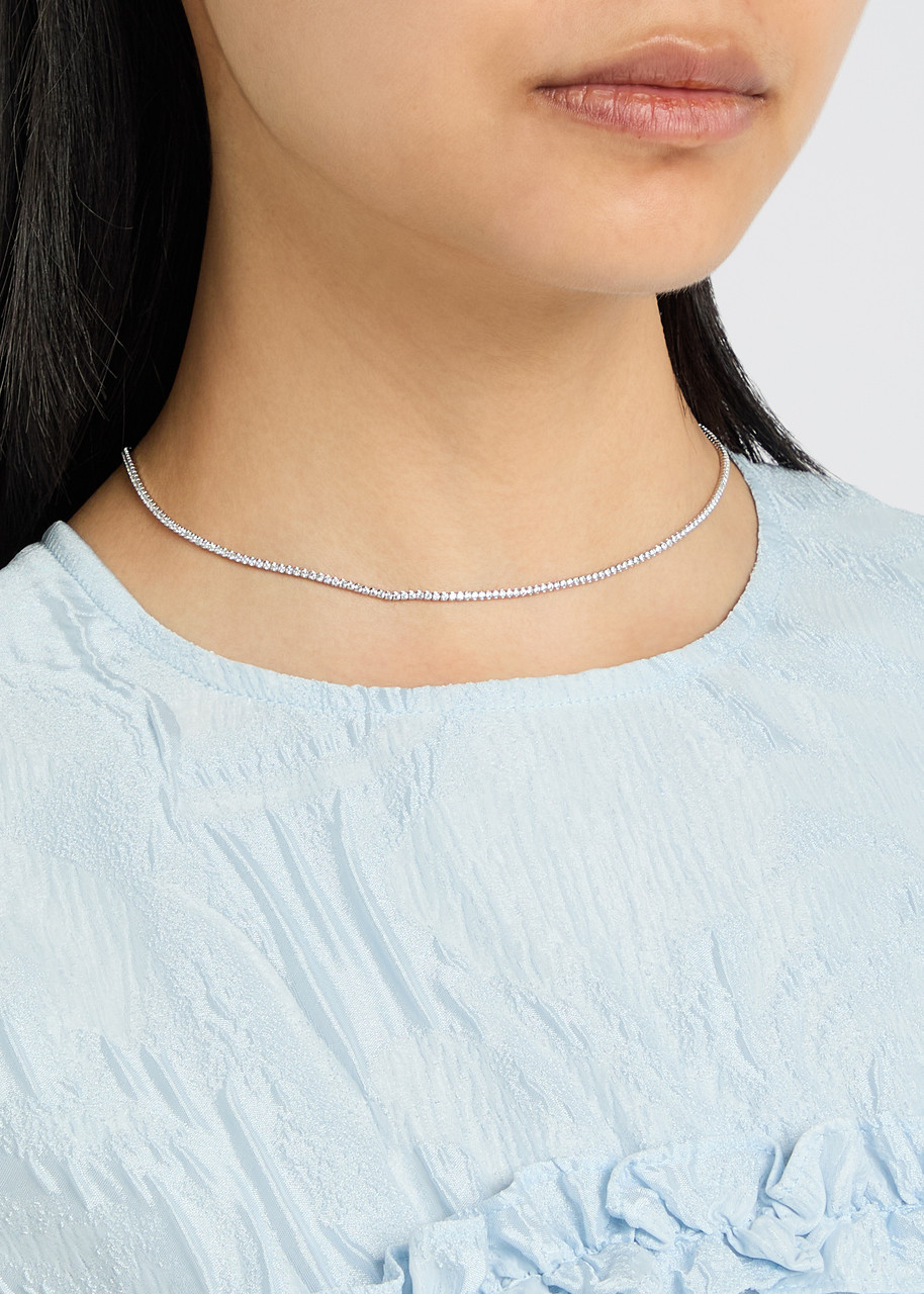 Astrid & Miyu Tennis Crystal-embellished Sterling Silver Necklace