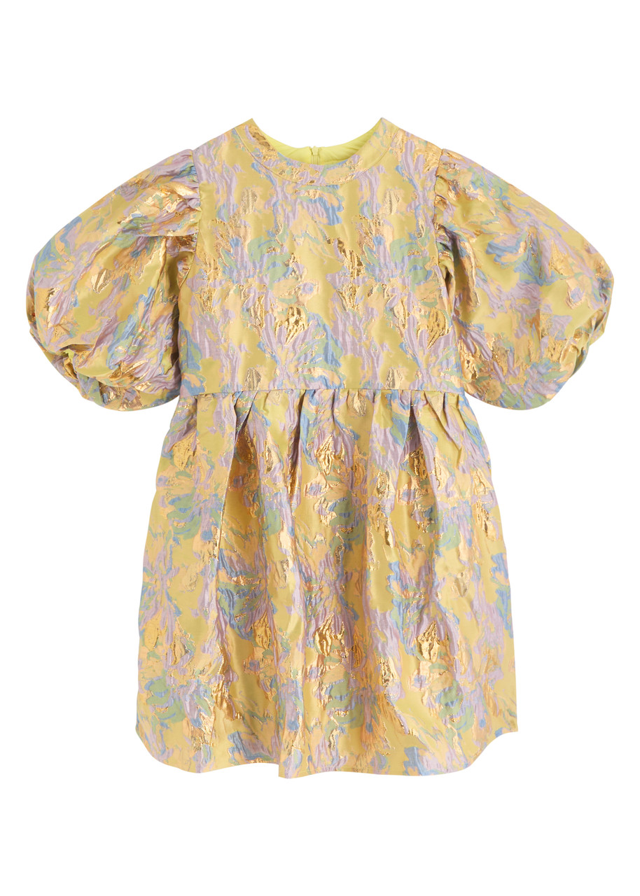 Sister Jane Meri Jacquard Metallic Cloqué Mini Dress - Yellow - 6 (UK6 / XS)