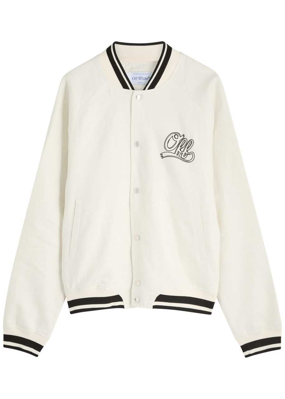Off-white Souvenir Logo-embroidered Linen Varsity Jacket