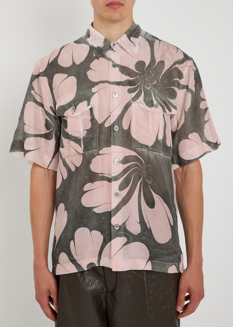 Dries Van Noten Cass Floral Silk Button-up Shirt