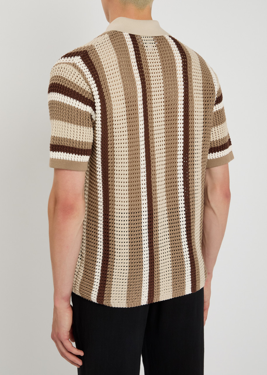  Raith Dellamore Striped Open-knit Shirt - Beige - Xl 