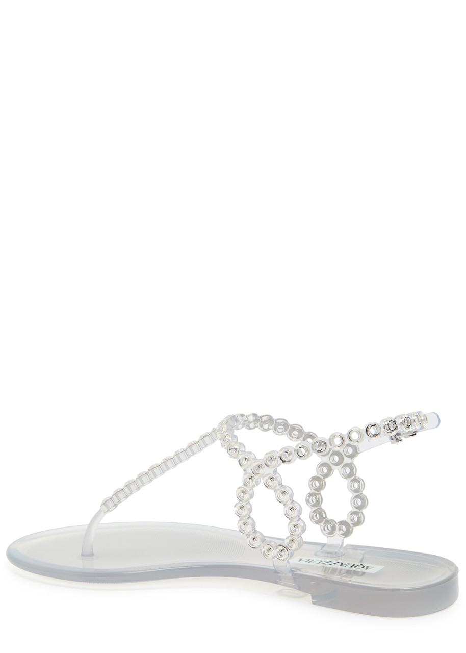 Aquazzura Almost Bare Crystal Jelly Sandal Flats Transparent