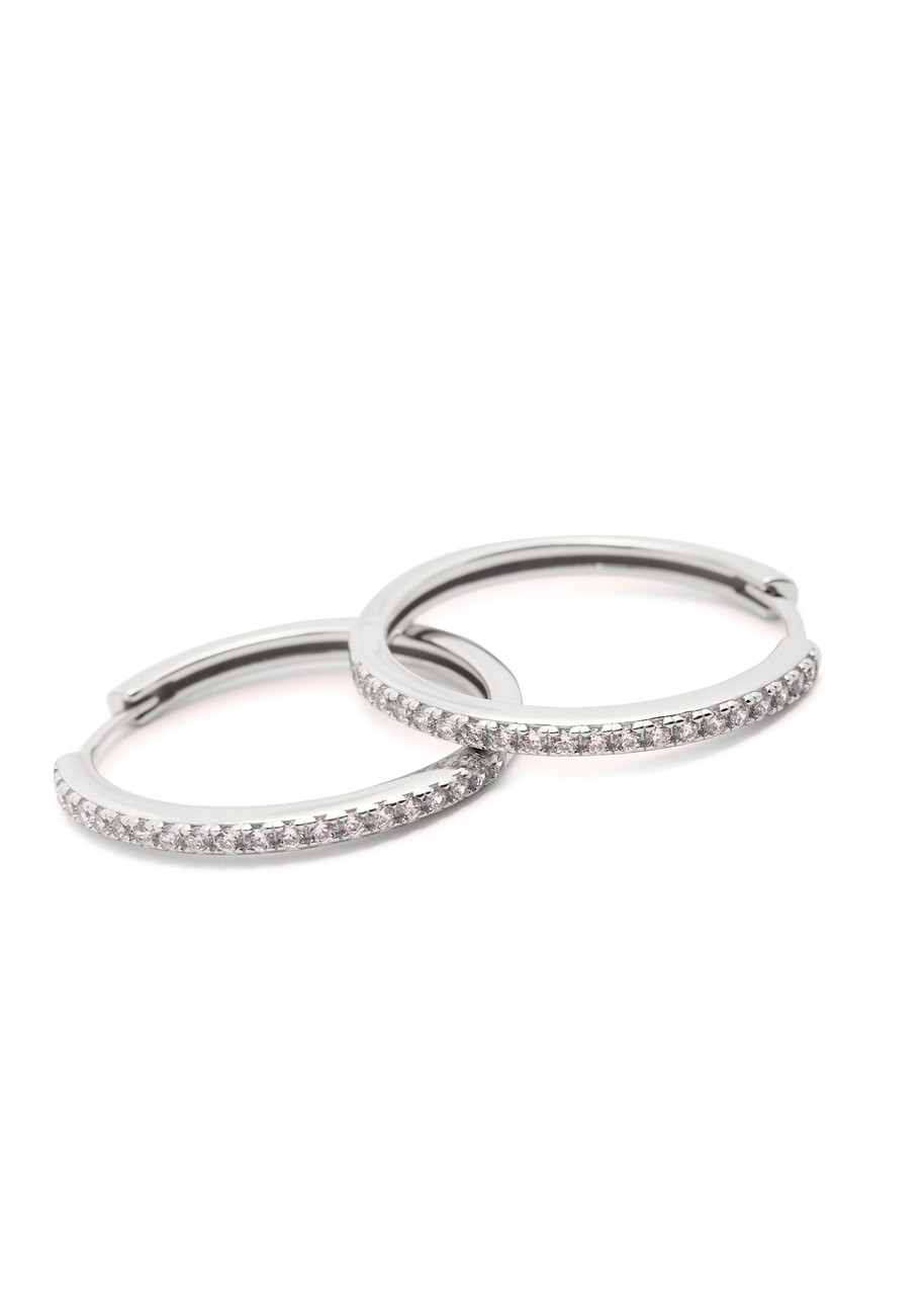Astrid & Miyu Essential Crystal Large Sterling Silver Hoop Earrings