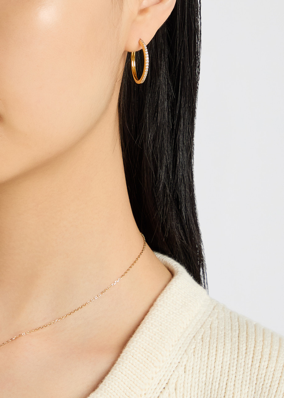 Astrid & Miyu Essential Crystal Large 18kt Gold-plated Hoop Earrings