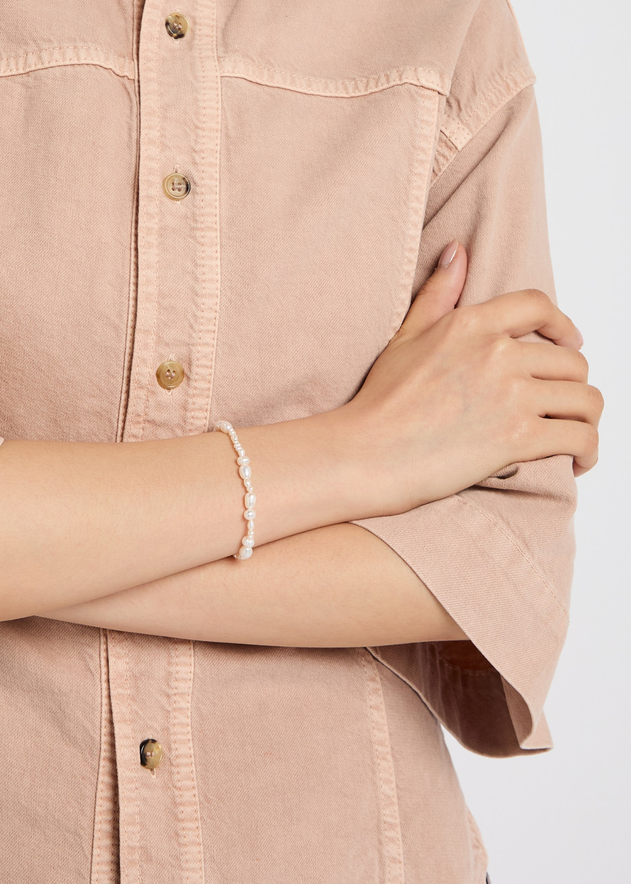 Astrid & Miyu Serenity Pearl-beaded 18kt Gold-plated Bracelet In White