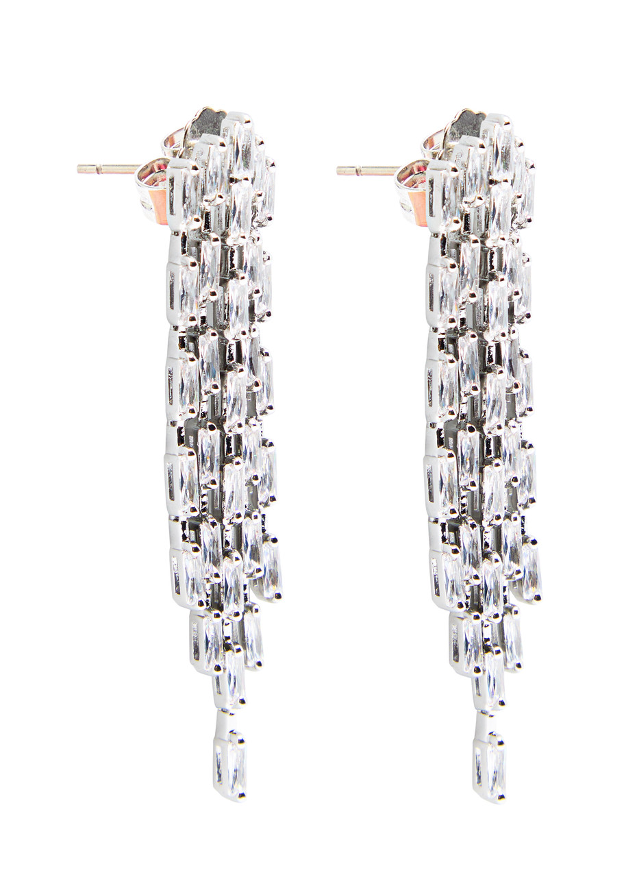 Cz By Kenneth Jay Lane Fringe Sterling Silver Drop Earrings