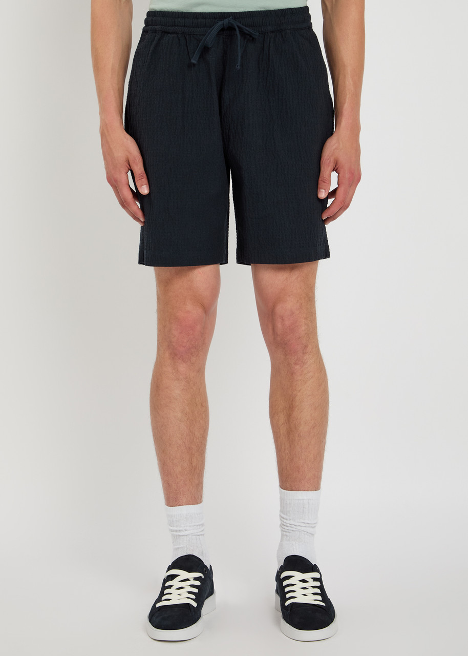  Universal Works Seersucker Shorts - Navy - L 