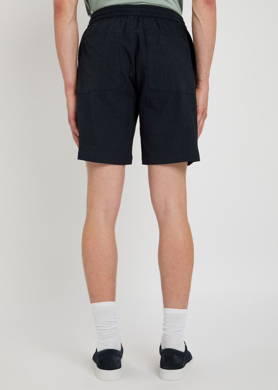  Universal Works Seersucker Shorts - Navy - L 
