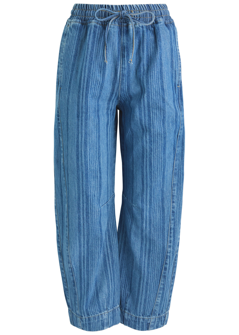Damson Madder Felix Striped Barrel-leg Jeans - Denim - 12 (UK12 / M)