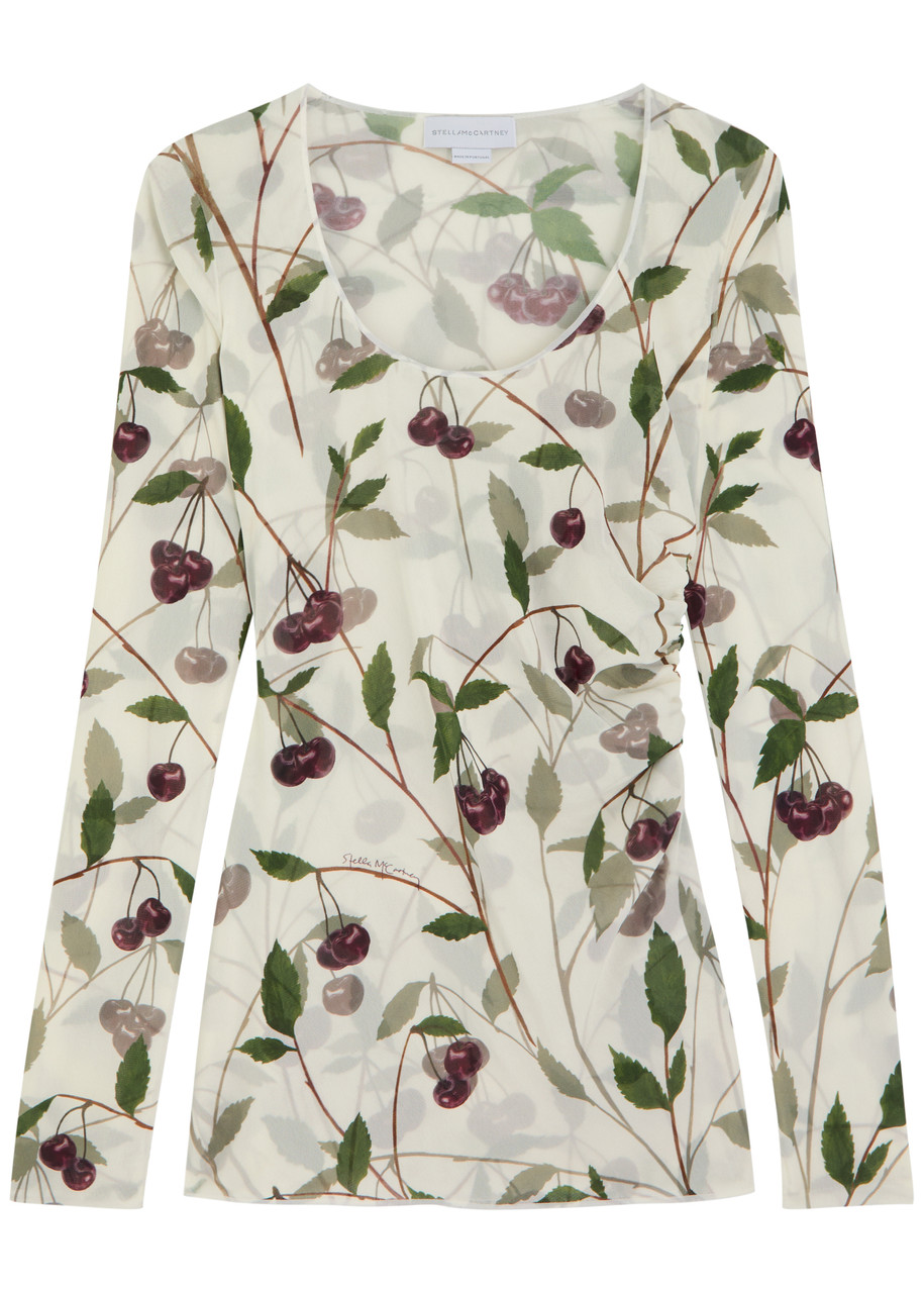 Stella Mccartney Cherry Print Mesh Top
