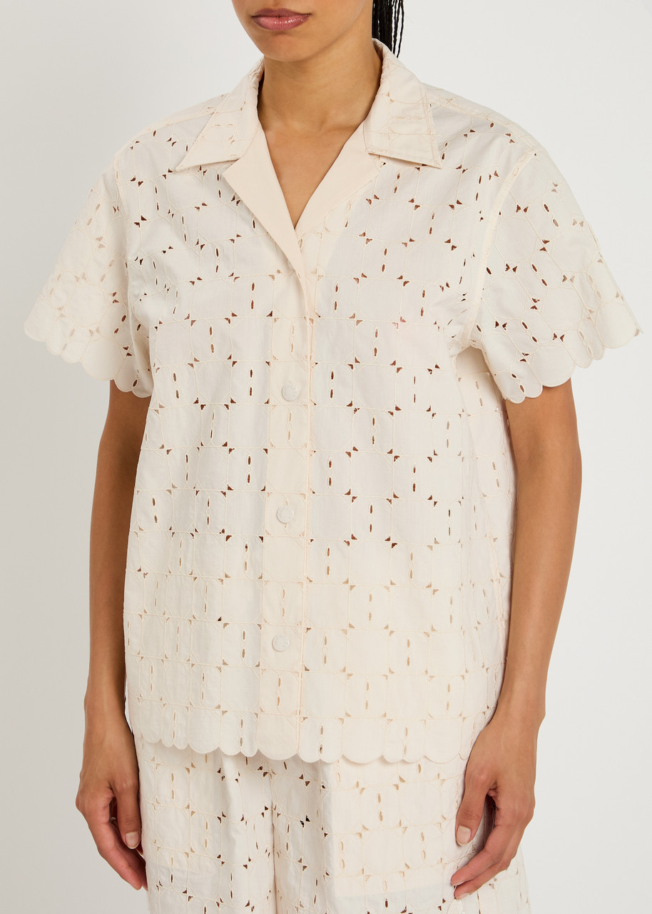 Moncler Embroidered Cotton-blend Poplin Shirt In White