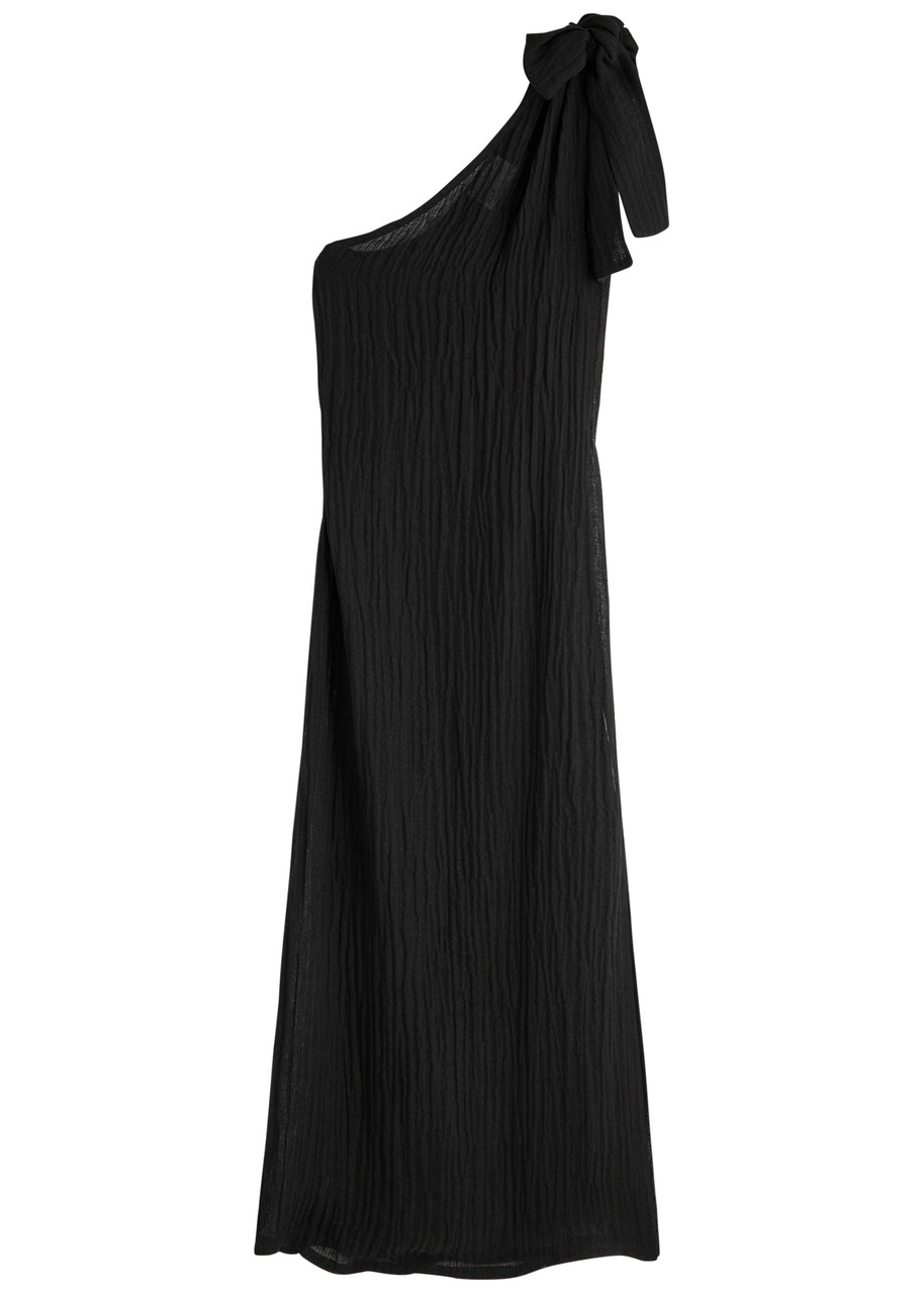 Lisa Marie Fernandez One Shoulder Fine-knit Maxi Sarong Dress