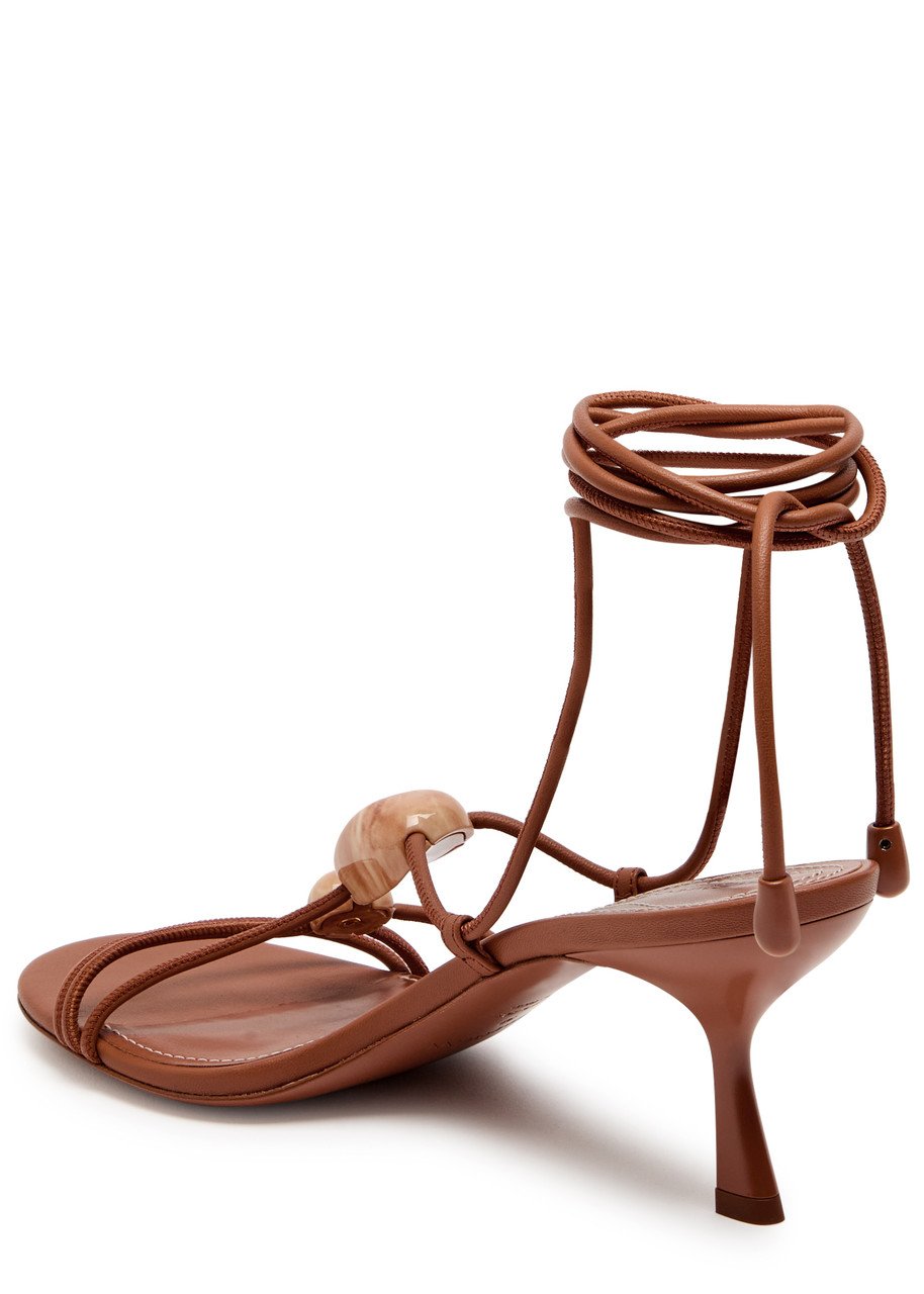 Zimmermann Gleam Embellished Leather Sandals In Brown