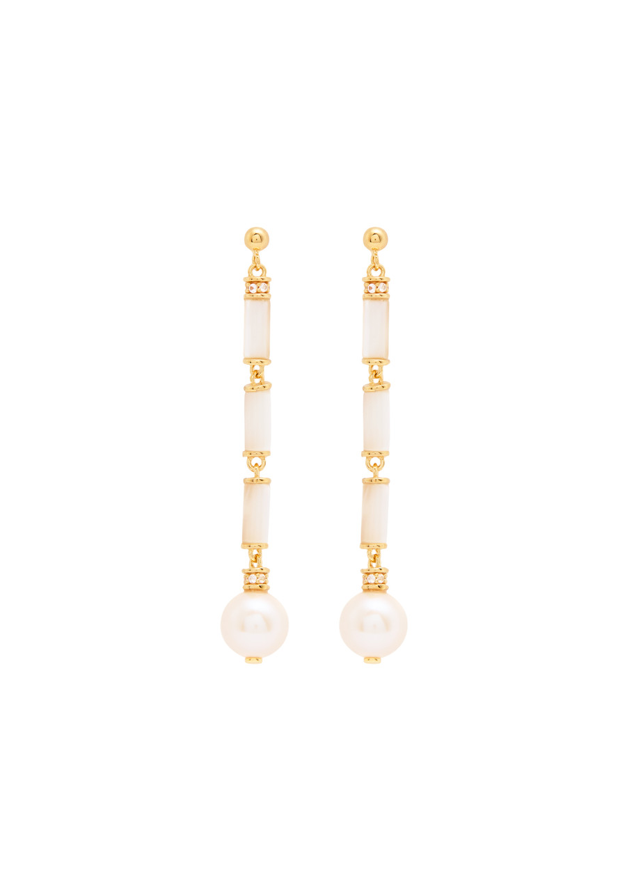 Laura Vann Column Longline 18kt Gold Vermeil Drop Earrings