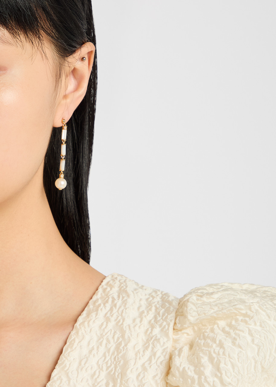 Laura Vann Column Longline 18kt Gold Vermeil Drop Earrings