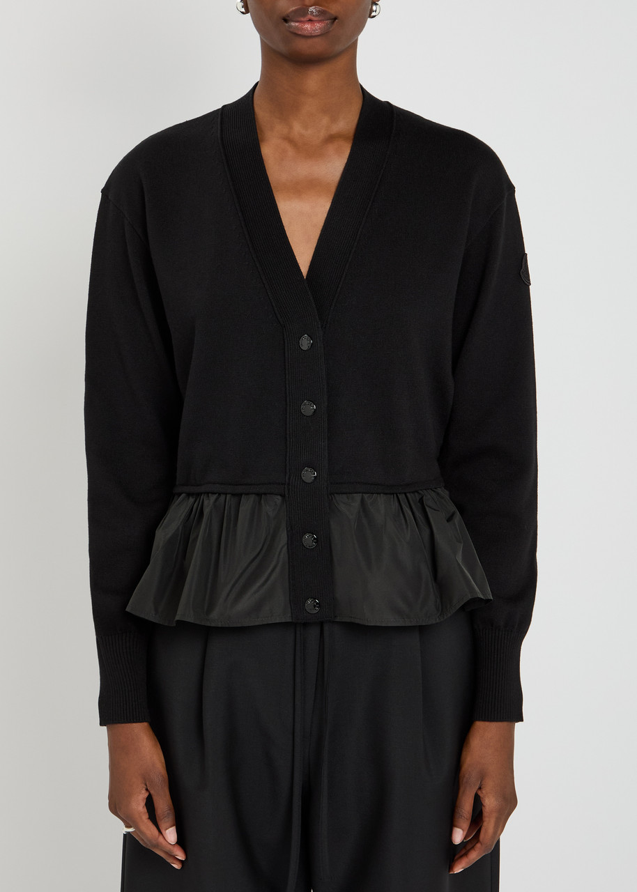 Moncler Cashmere Blend Cardigan Peplum Hem