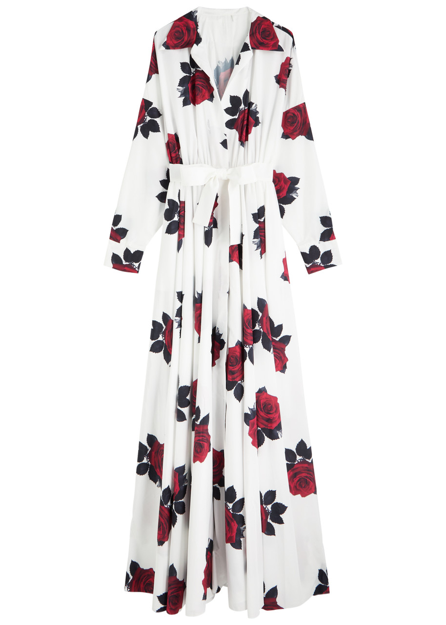 Norma Kamali Oversized Boyfriend Floral-print Shell Gown