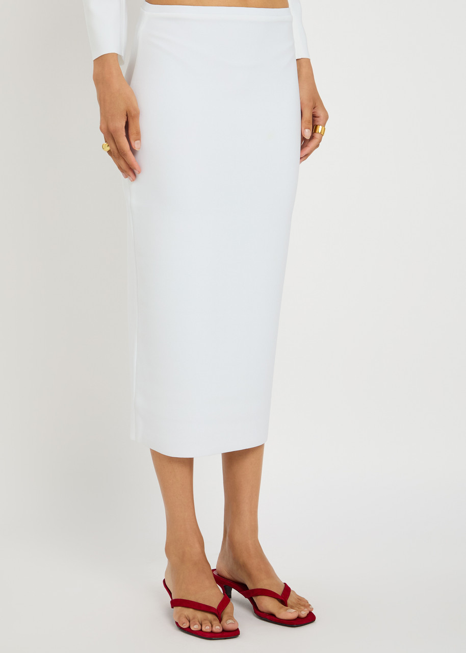 Norma Kamali Stretch-crepe Midi Pencil Skirt