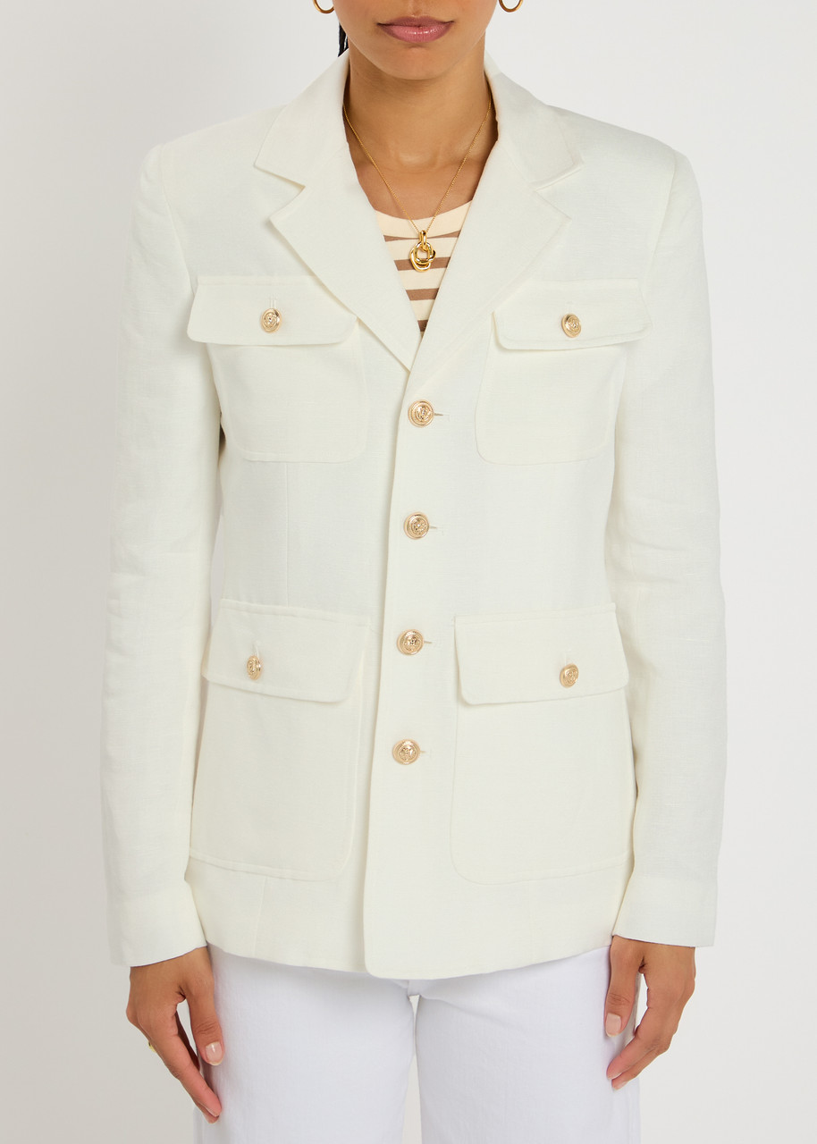 Paige Womens White Reign Single-breasted Linen-blend Blazer In White