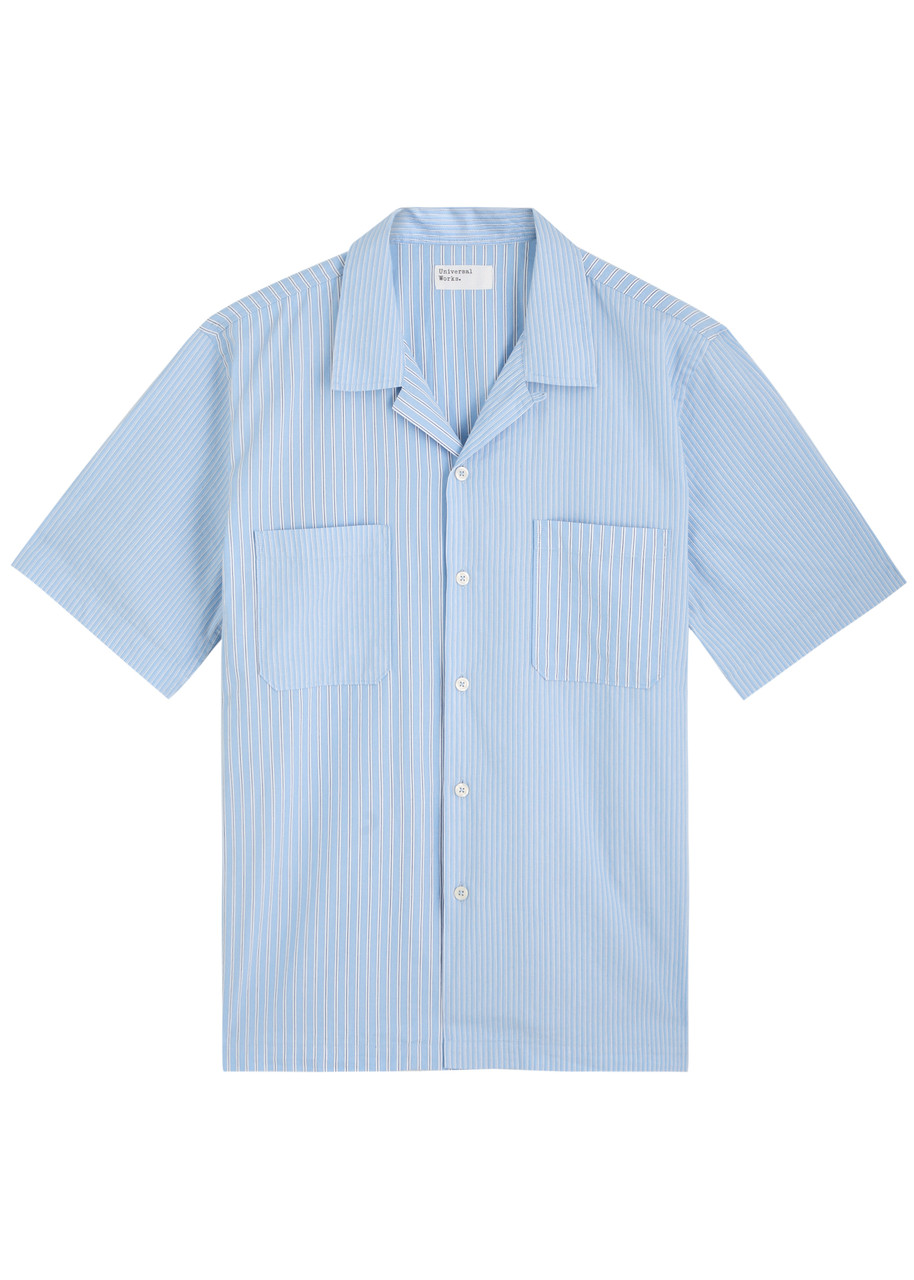 Universal Works Road Striped Cotton Shirt In Blue