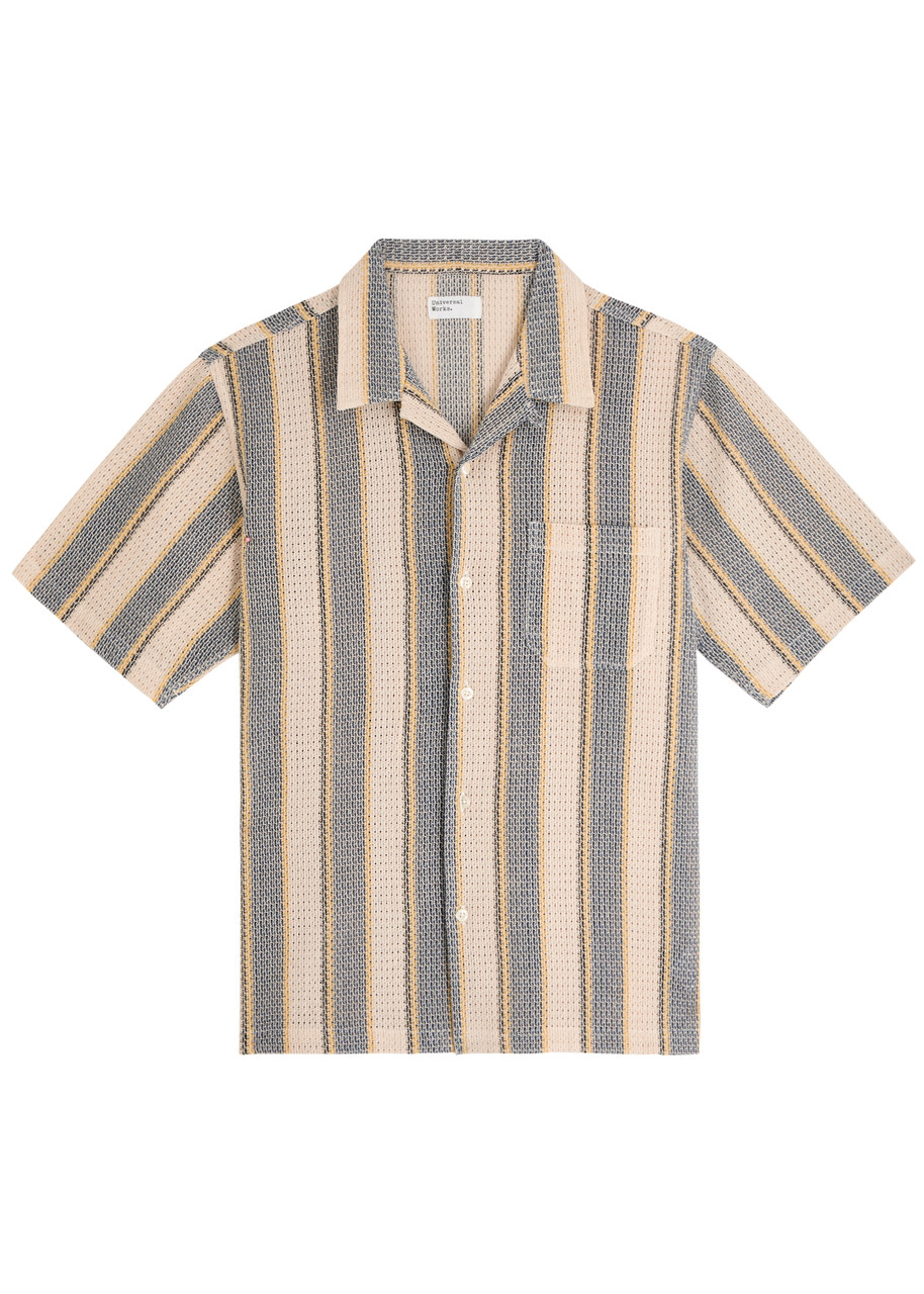 Universal Works Road Striped-intarsia Cotton-knit Shirt